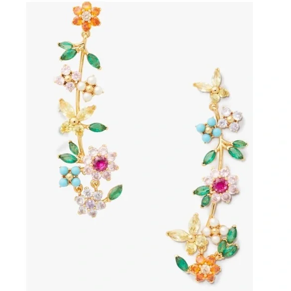 Kate Spade new bloom statement floral flower linear earrings - Picture 8 of 8